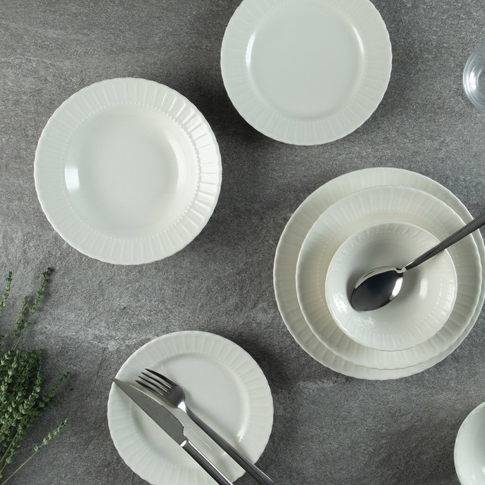 Hermia SafirKrem Juego de Cena de Porcelana 24 Piezas Blanco